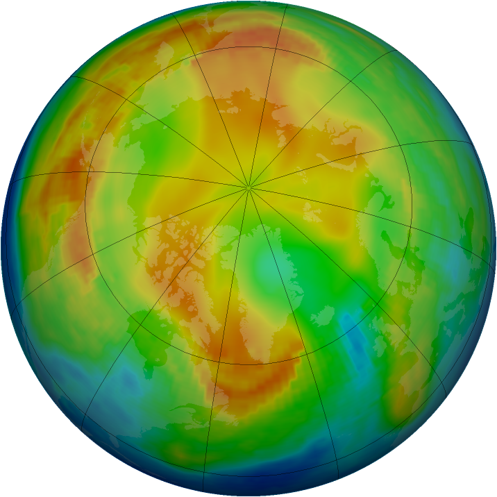 Arctic ozone map for 16 January 1988